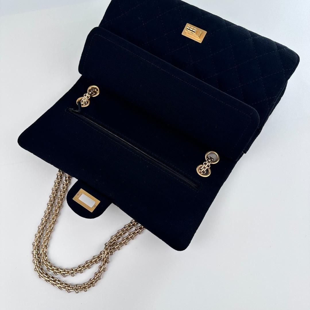 Chanel Jersey Reissue Double Flap Bag - Black Shoulder Bags, Handbags MR