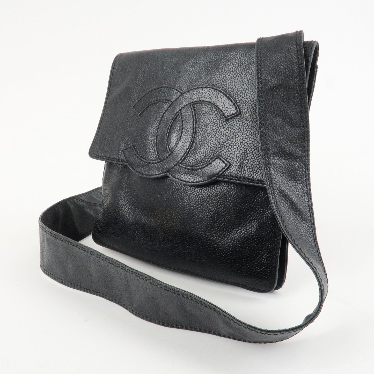 CHANEL COCO Mark Caviarskin Shoulder Bag Crossbody Bag Black