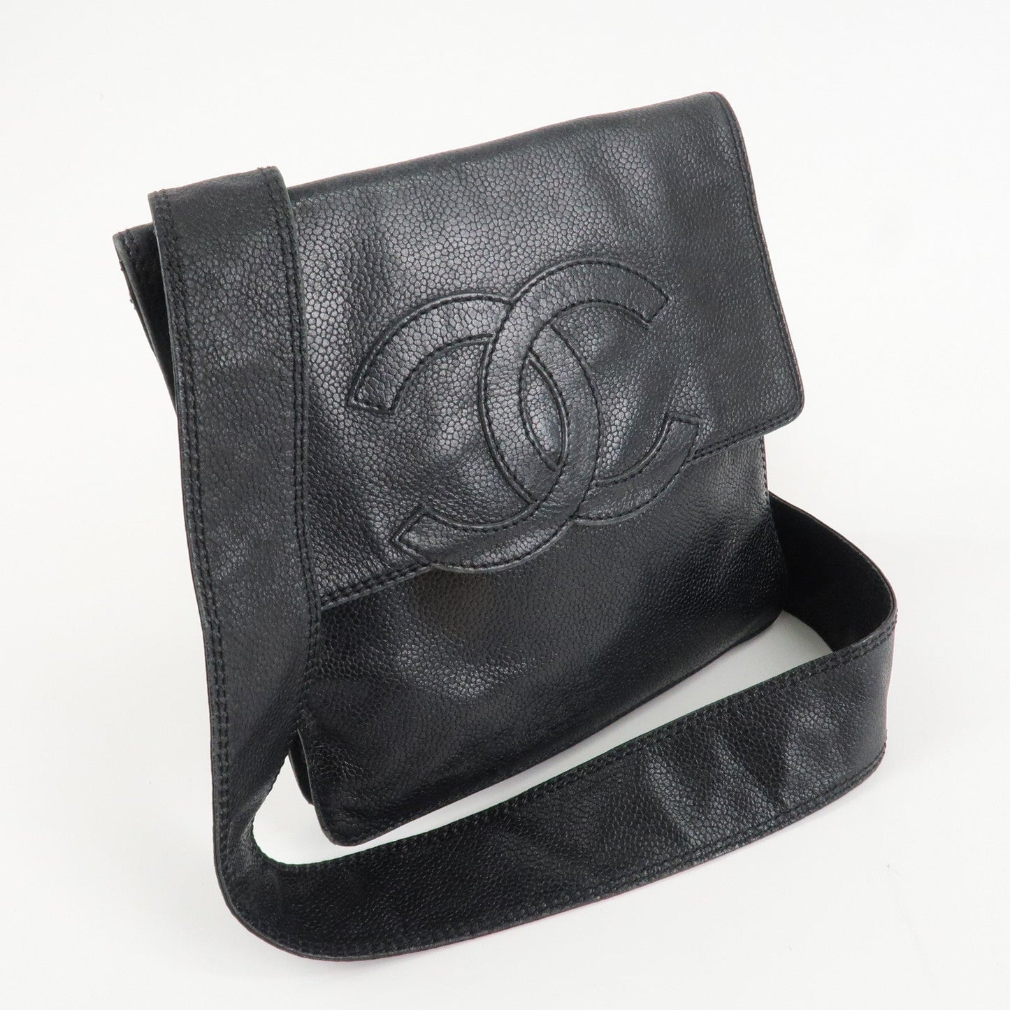 CHANEL COCO Mark Caviarskin Shoulder Bag Crossbody Bag Black