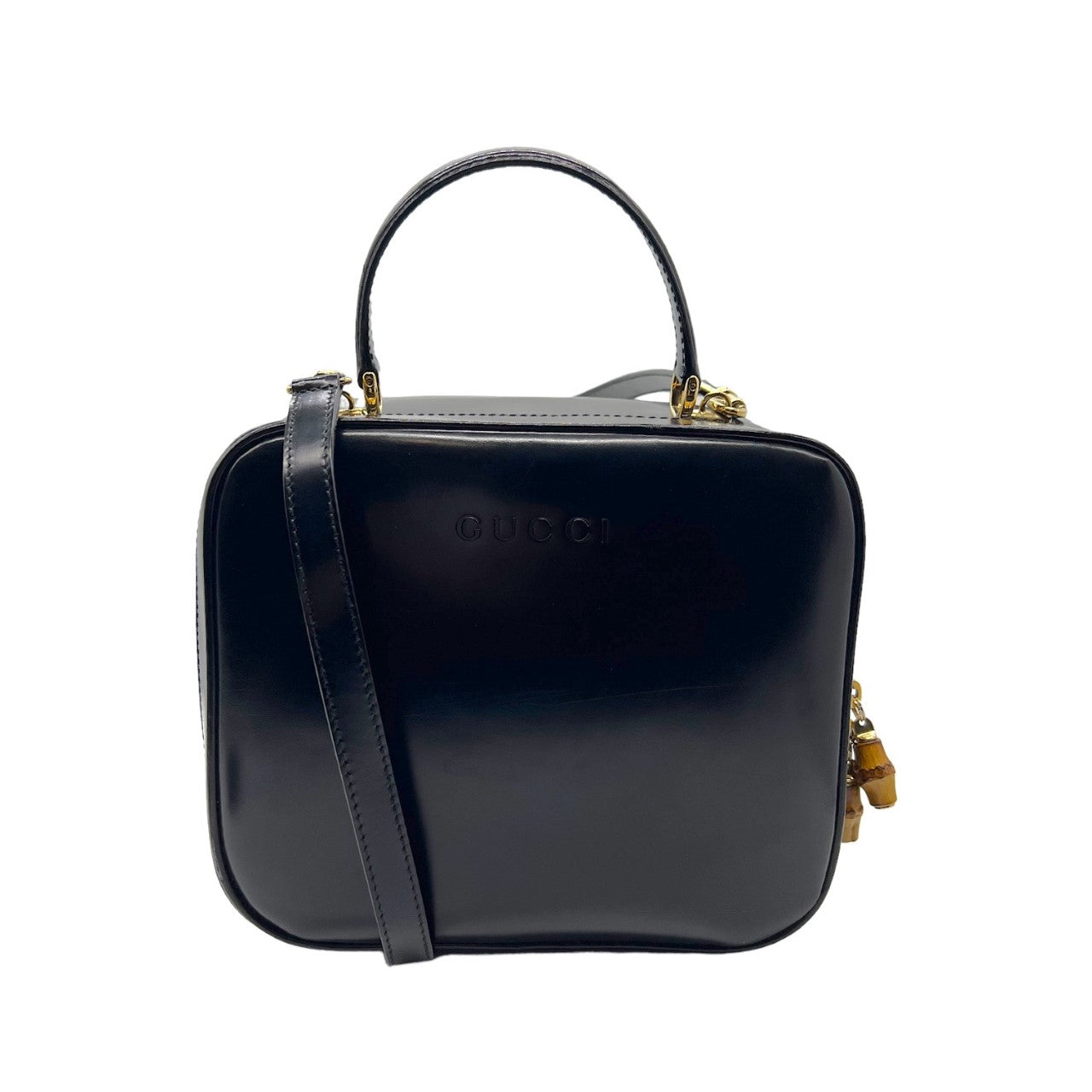Gucci Vintage Black Leather Vanity Cosmetic Case