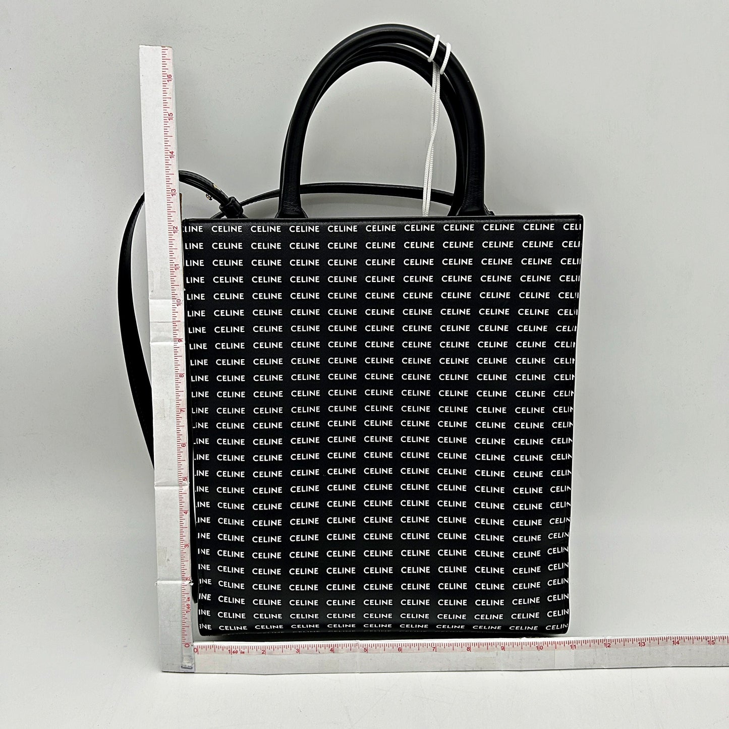 Céline Celine Small vertical Cabas Tote Canvas Tote Bag Black Cloth LA39597