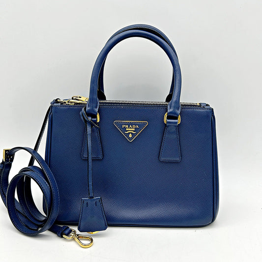 PRADA Saffiano Lux Small Galleria Double Zip Tote Bluette LA5070
