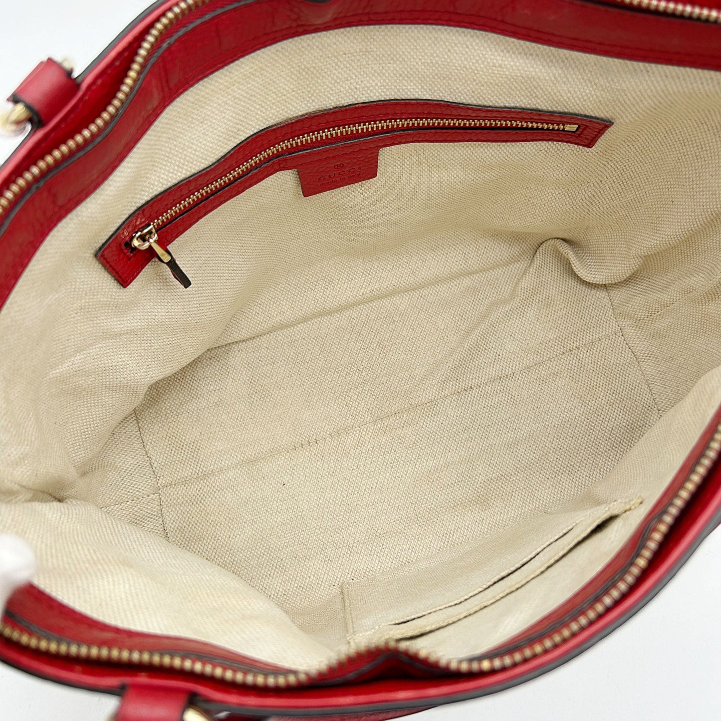 Gucci | Bags | Gucci Soho Convertible Top Handle Bag Leather Small Red LA13610