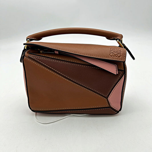 LOEWE Calfskin Mini Puzzle Bag Tan Medium Pink LA36264