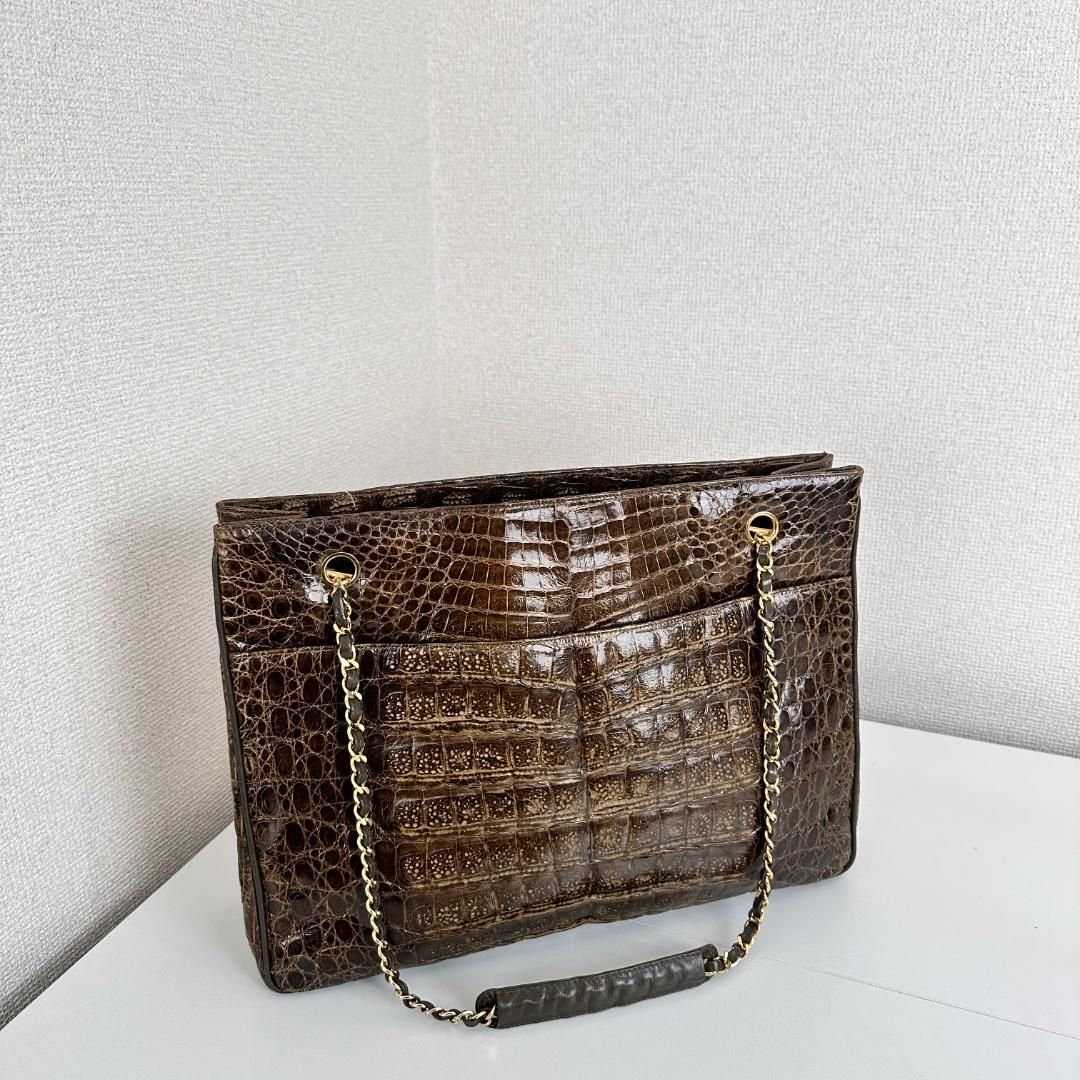 Chanel Crocodile Chain Tote - Brown Shoulder Bags, Handbags MR