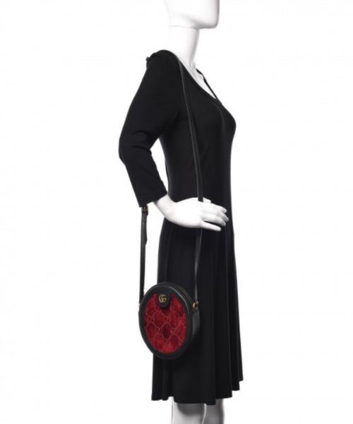 Gucci GG VeLouis Vuittonet Round Shoulder Bag Red