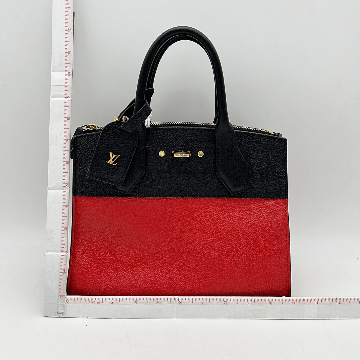 Louis Vuitton | Bags | Louis Vuitton City Steamer Handbag Leather Pm Black Red LA40373