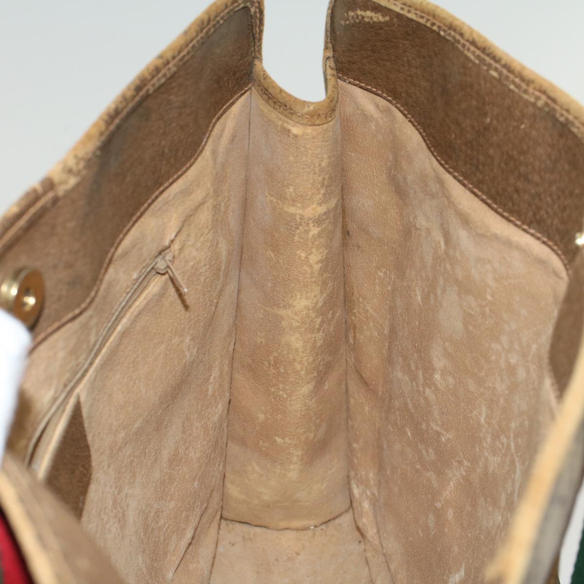 GUCCI GG Canvas Web Sherry Line Tote Bag Beige Red Green 89.02.997  ep1045