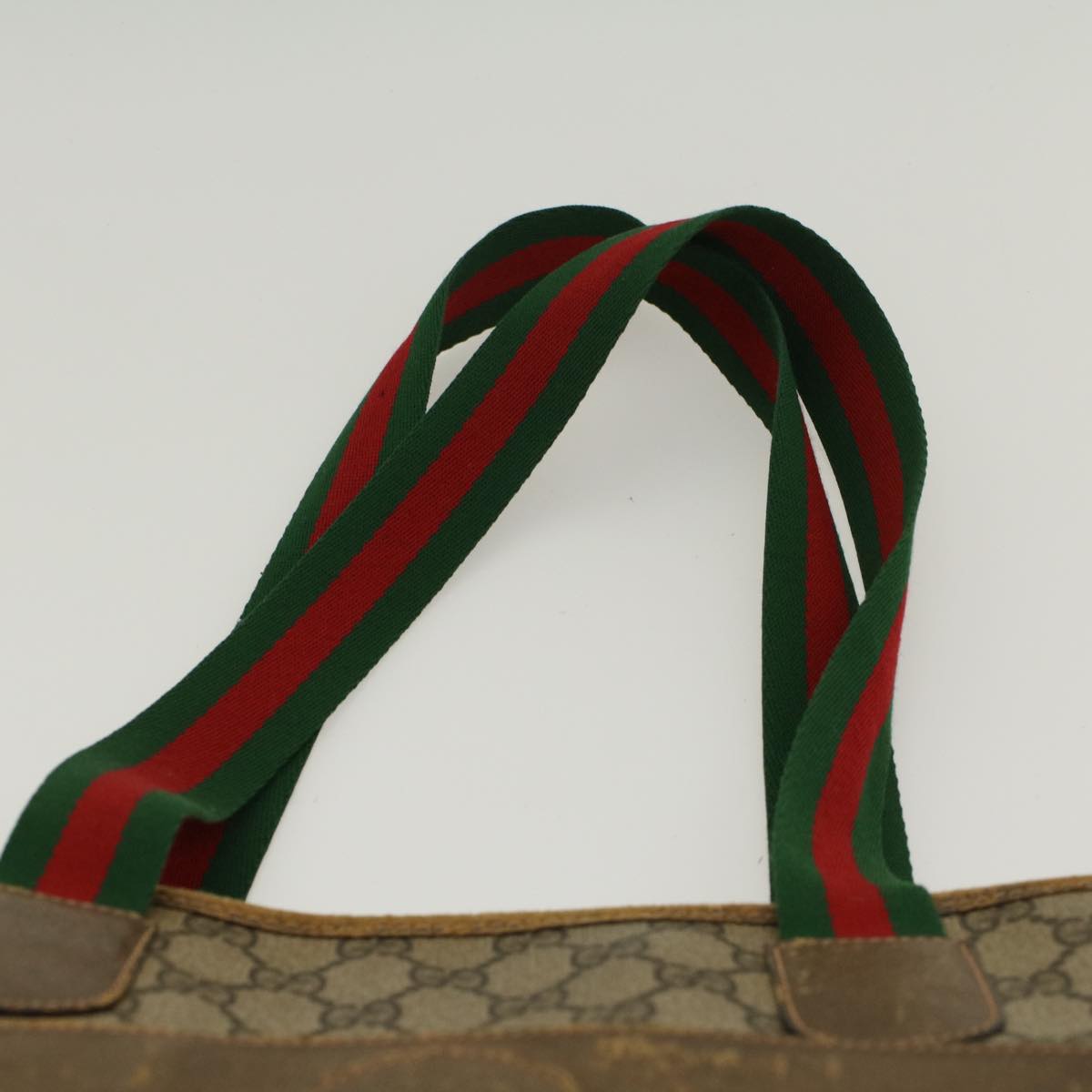 GUCCI GG Canvas Web Sherry Line Tote Bag Beige Red Green 89.02.997  ep1045