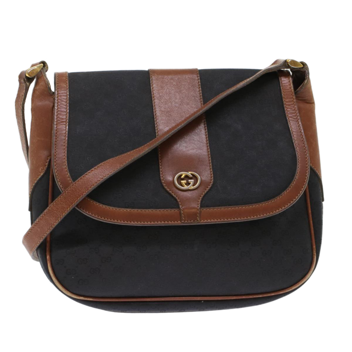GUCCI Micro GG Canvas Shoulder Bag PVC Leather Black  ep1178