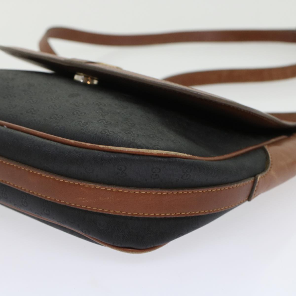 GUCCI Micro GG Canvas Shoulder Bag PVC Leather Black  ep1178