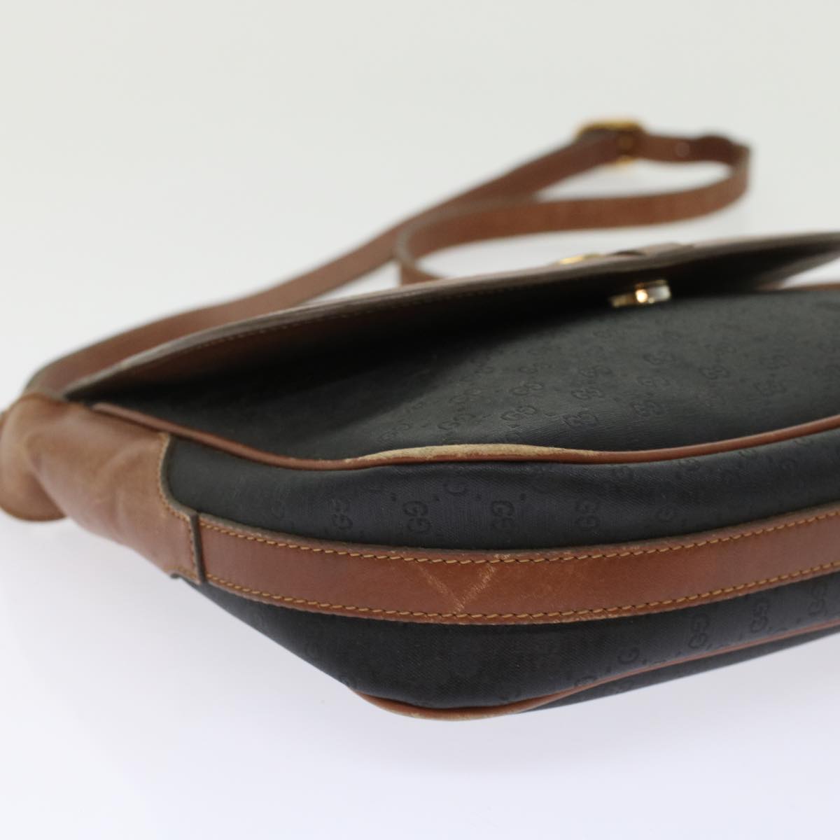 GUCCI Micro GG Canvas Shoulder Bag PVC Leather Black  ep1178