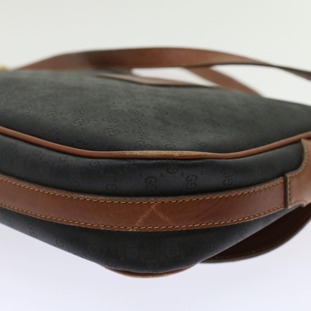 GUCCI Micro GG Canvas Shoulder Bag PVC Leather Black  ep1178