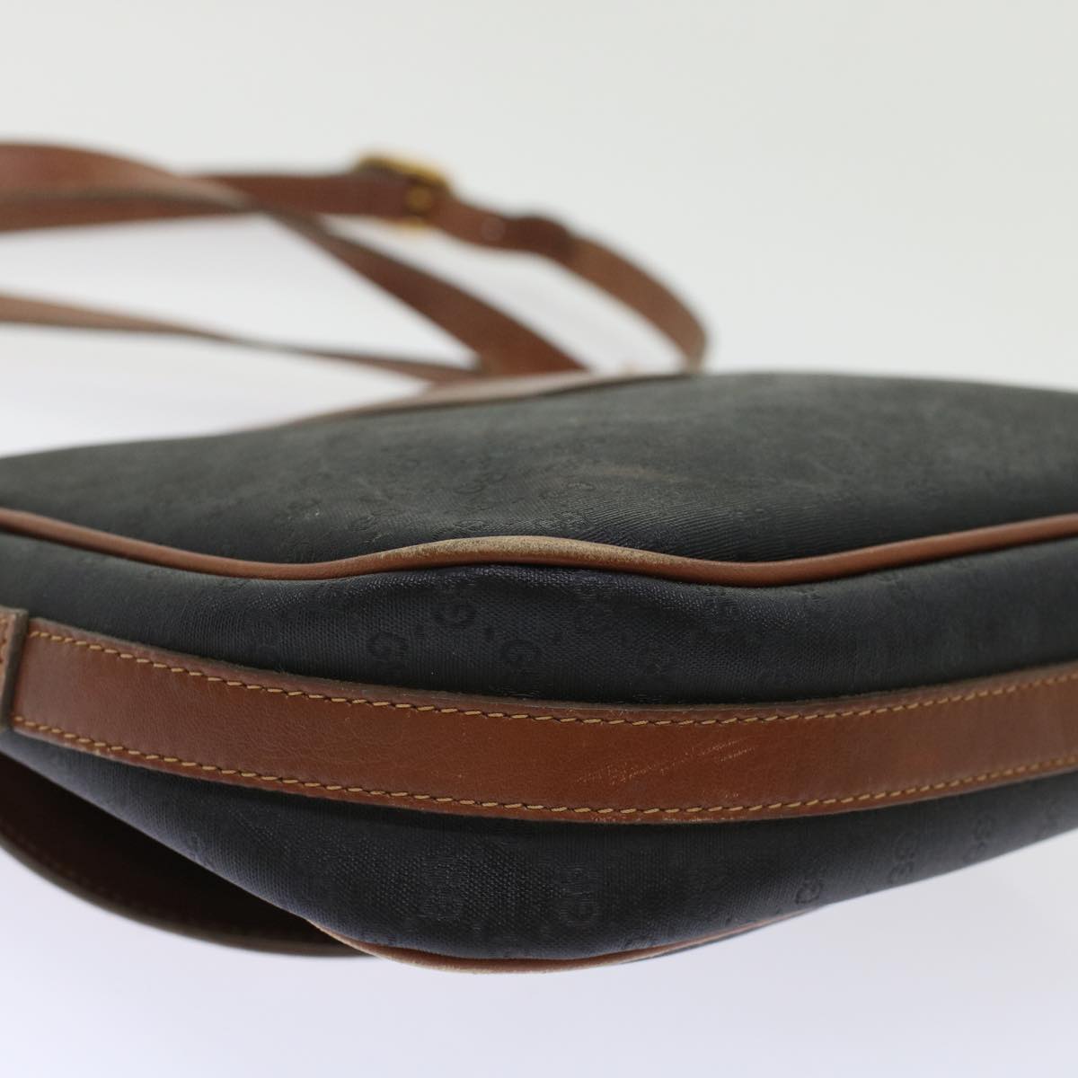 GUCCI Micro GG Canvas Shoulder Bag PVC Leather Black  ep1178