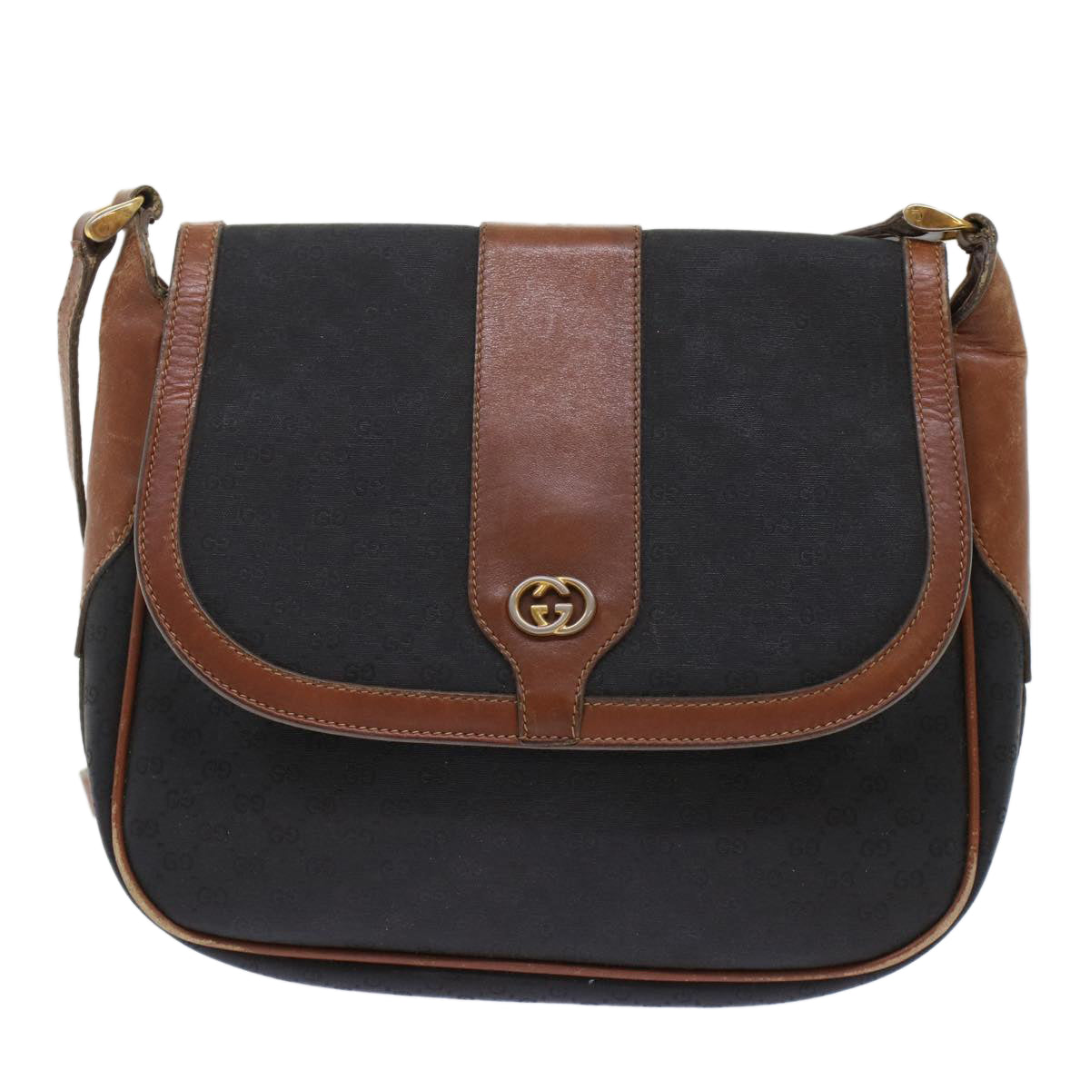 GUCCI Micro GG Canvas Shoulder Bag PVC Leather Black  ep1178