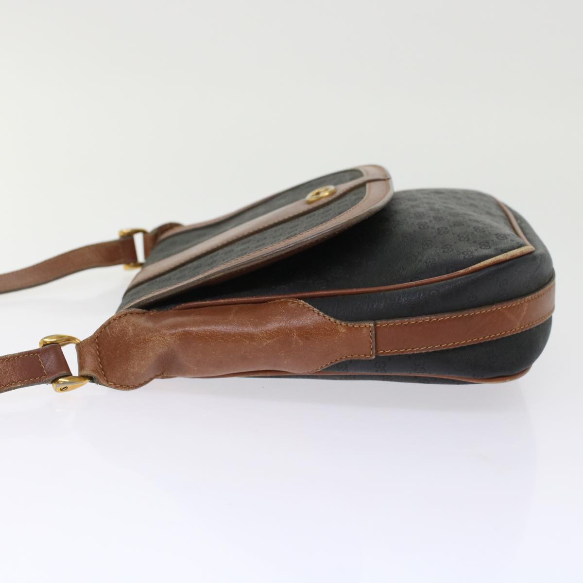 GUCCI Micro GG Canvas Shoulder Bag PVC Leather Black  ep1178