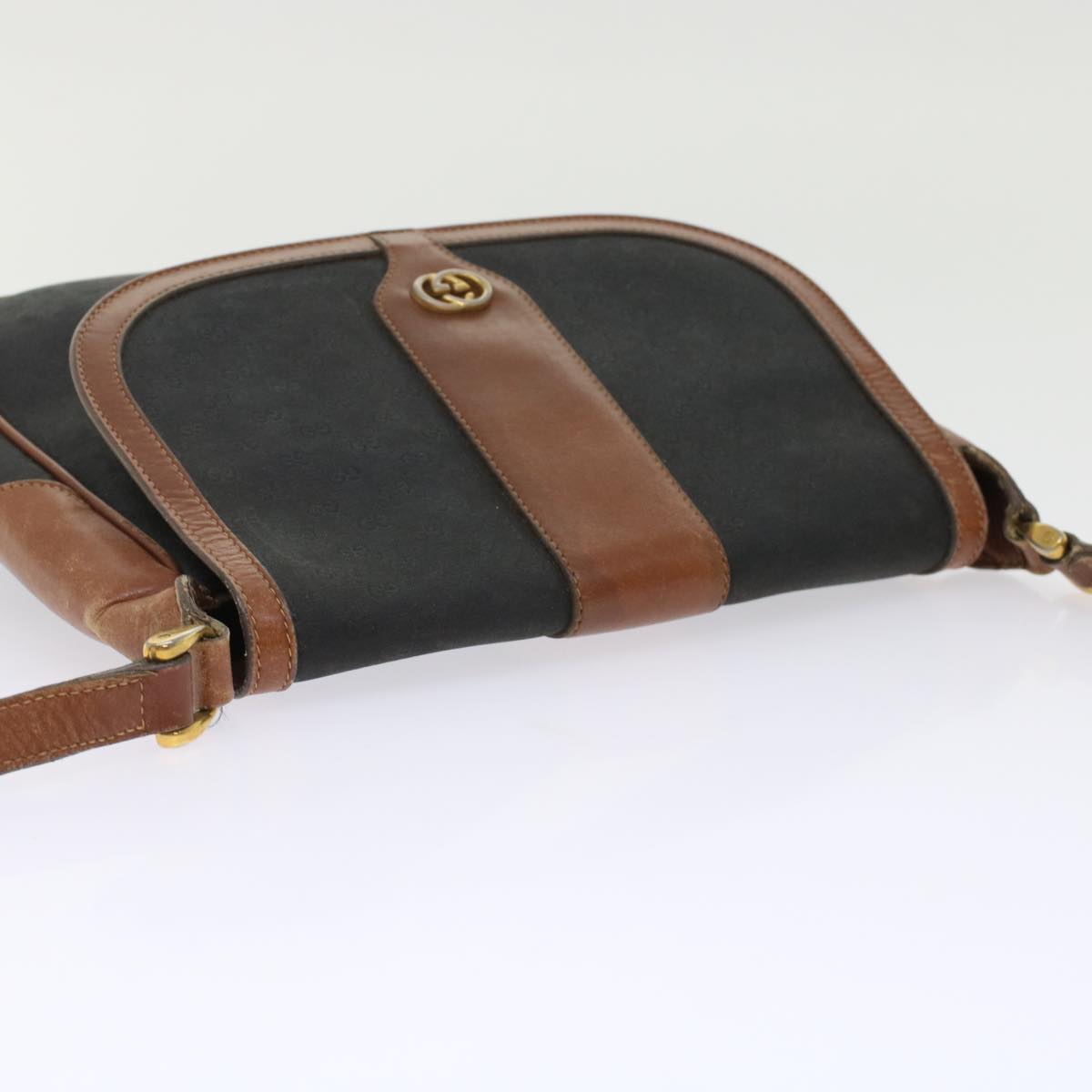 GUCCI Micro GG Canvas Shoulder Bag PVC Leather Black  ep1178
