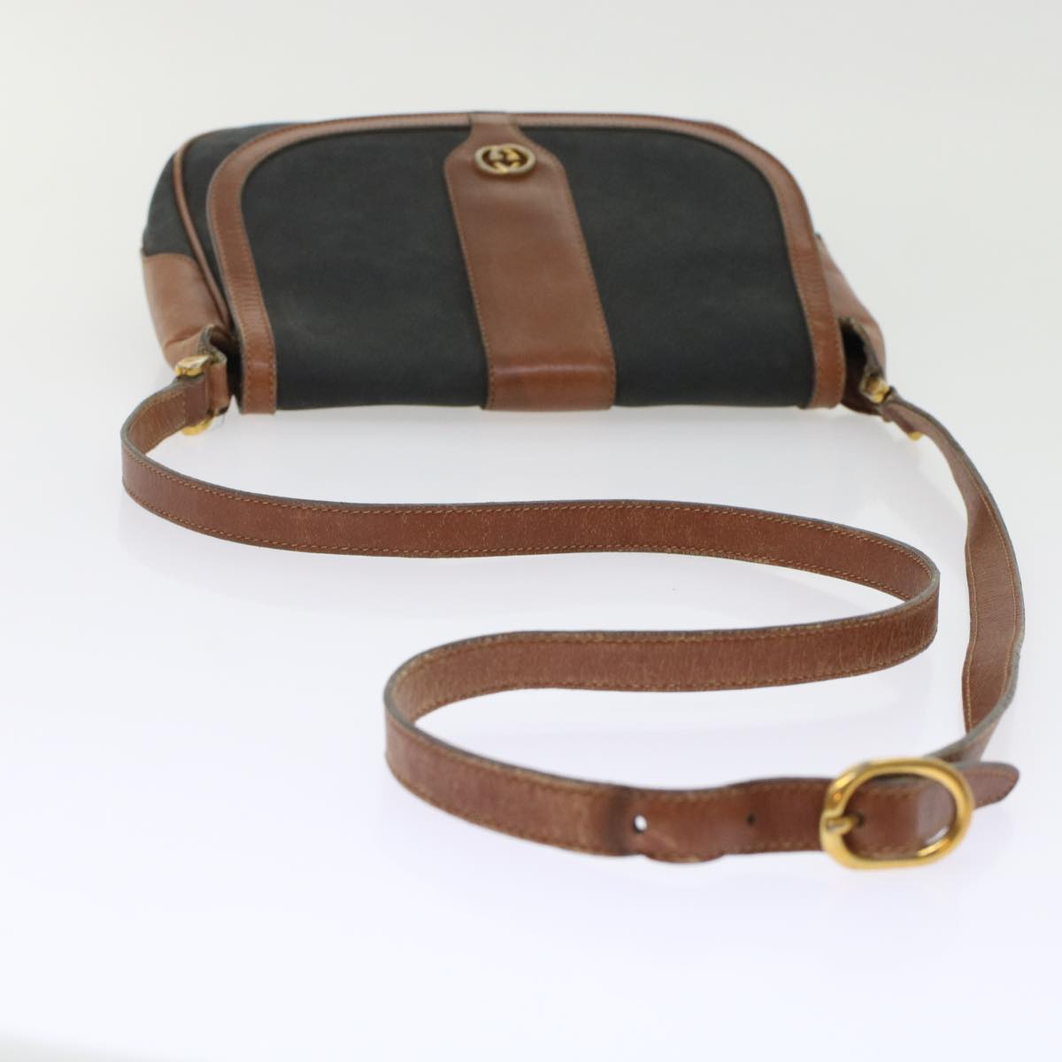 GUCCI Micro GG Canvas Shoulder Bag PVC Leather Black  ep1178