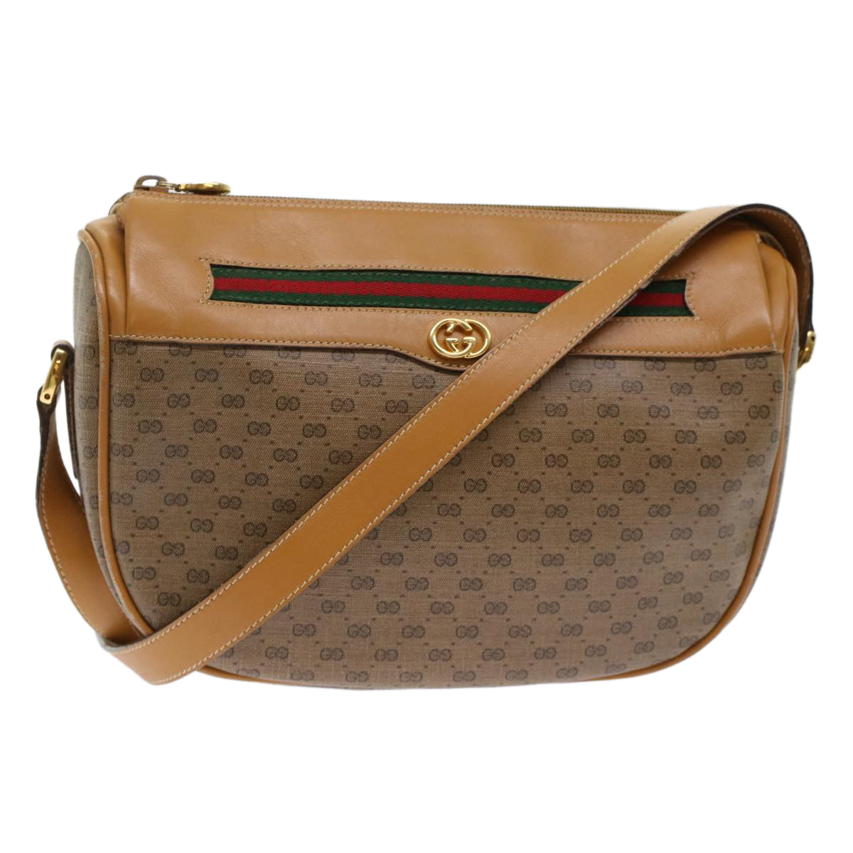 GUCCI Micro GG Canvas Web Sherry Line Shoulder Bag Beige Red Green  ep1231