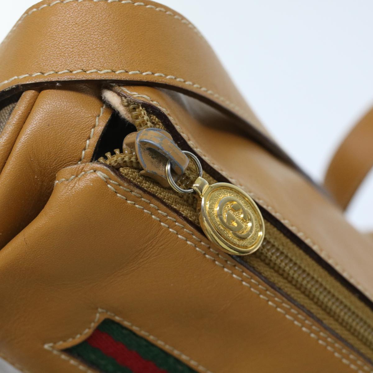 GUCCI Micro GG Canvas Web Sherry Line Shoulder Bag Beige Red Green  ep1231