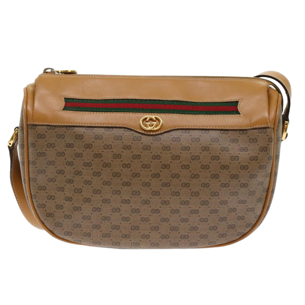 GUCCI Micro GG Canvas Web Sherry Line Shoulder Bag Beige Red Green  ep1231