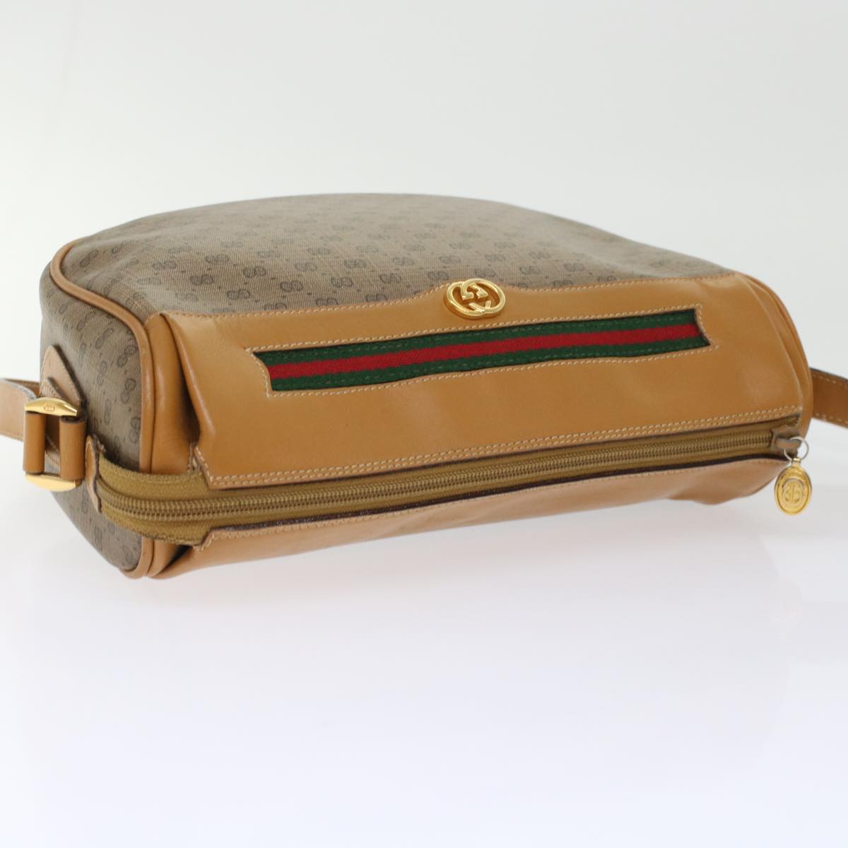 GUCCI Micro GG Canvas Web Sherry Line Shoulder Bag Beige Red Green  ep1231