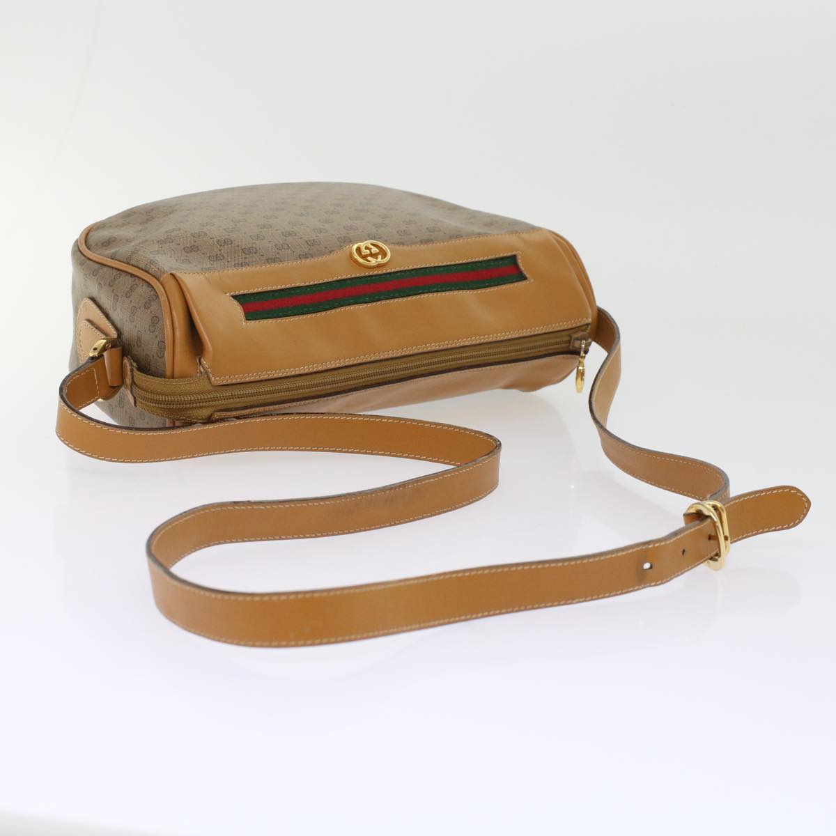 GUCCI Micro GG Canvas Web Sherry Line Shoulder Bag Beige Red Green  ep1231