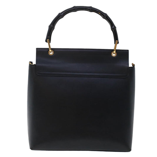 GUCCI Bamboo Shoulder Bag Leather Black  ep1264