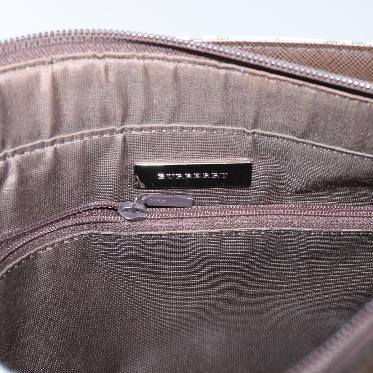 Burberry Shoulder Bag Nylon Leather Beige Auth ep1699