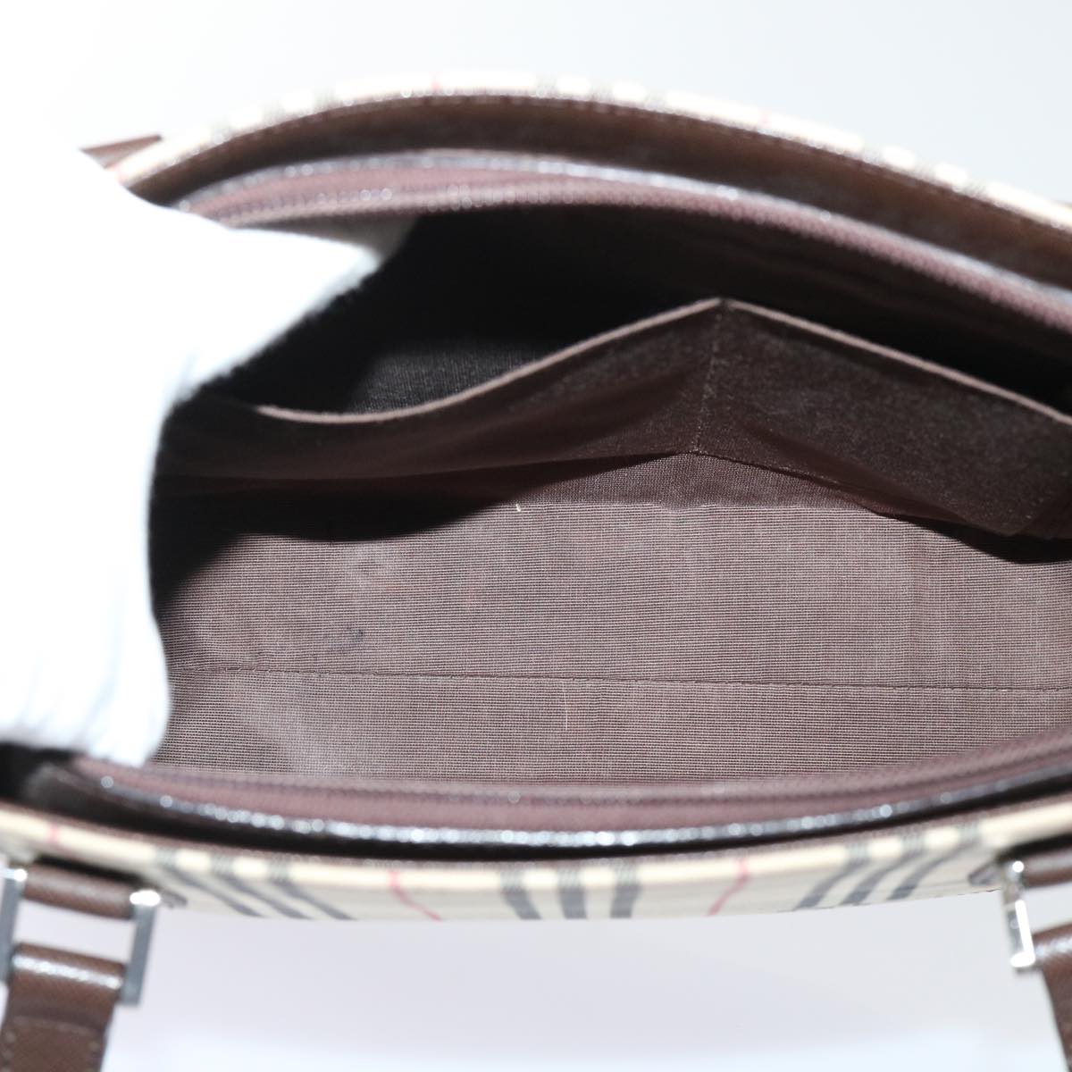 Burberry Shoulder Bag Nylon Leather Beige Auth ep1699