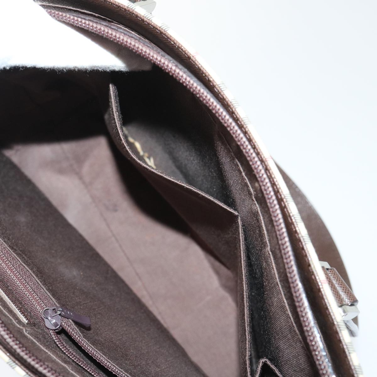 Burberry Shoulder Bag Nylon Leather Beige Auth ep1699