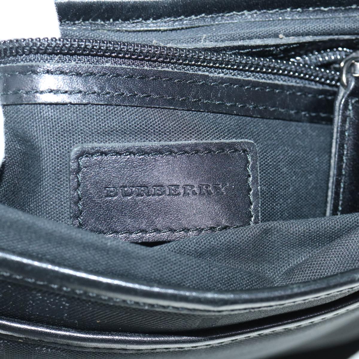 Burberry Shoulder Bag Canvas Leather Black Auth ep2582