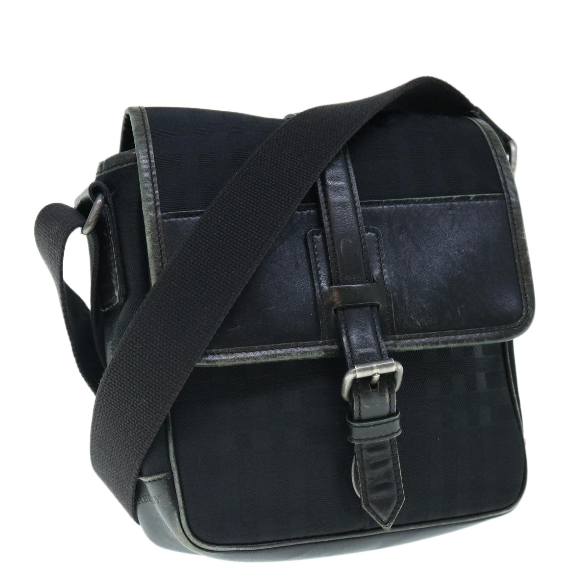 Burberry Shoulder Bag Canvas Leather Black Auth ep2582