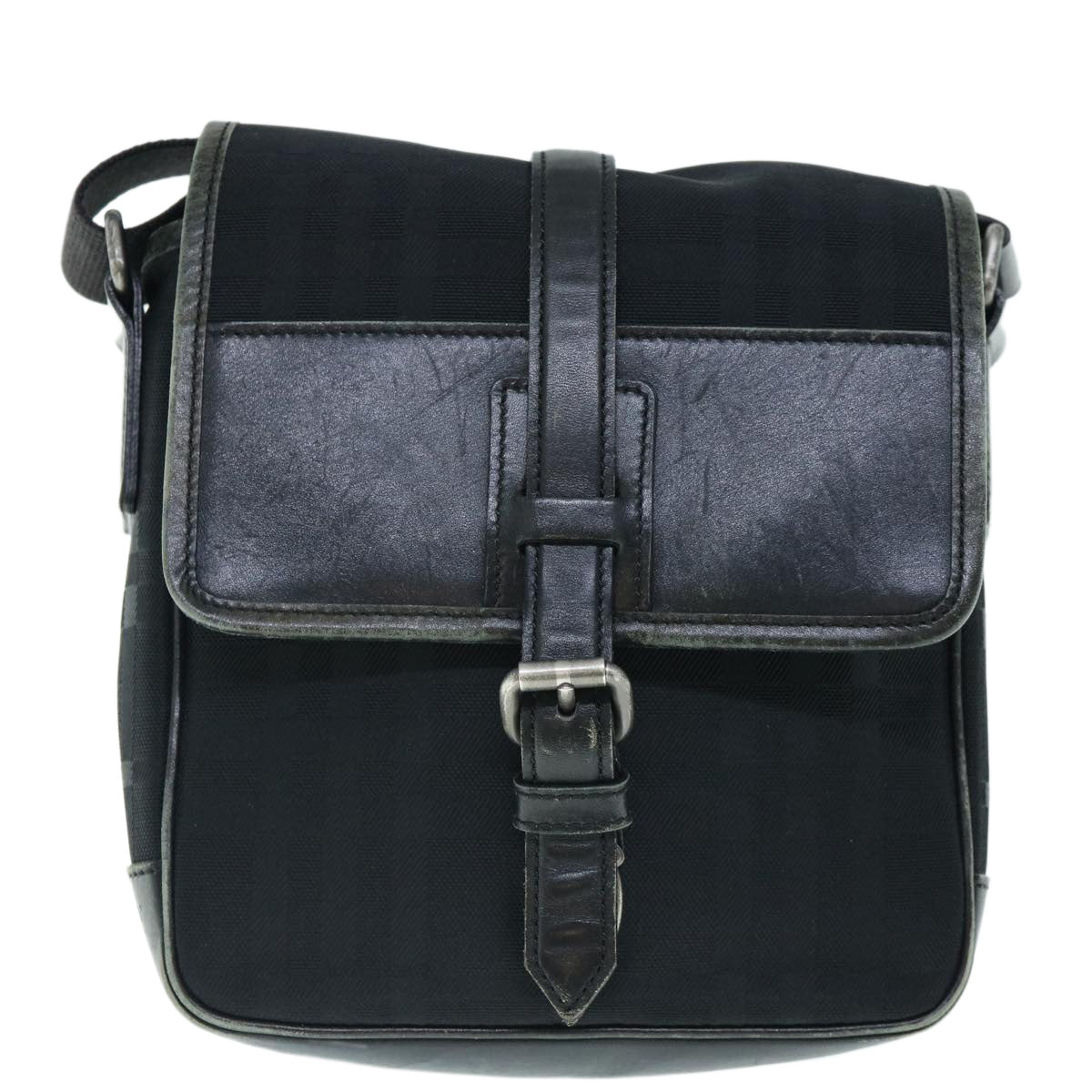Burberry Shoulder Bag Canvas Leather Black Auth ep2582