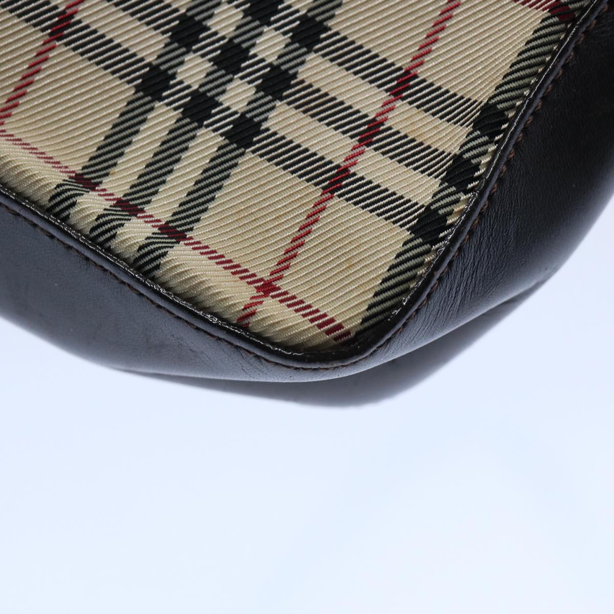 Burberry Nova Check Shoulder Bag Nylon Beige Auth ep2705