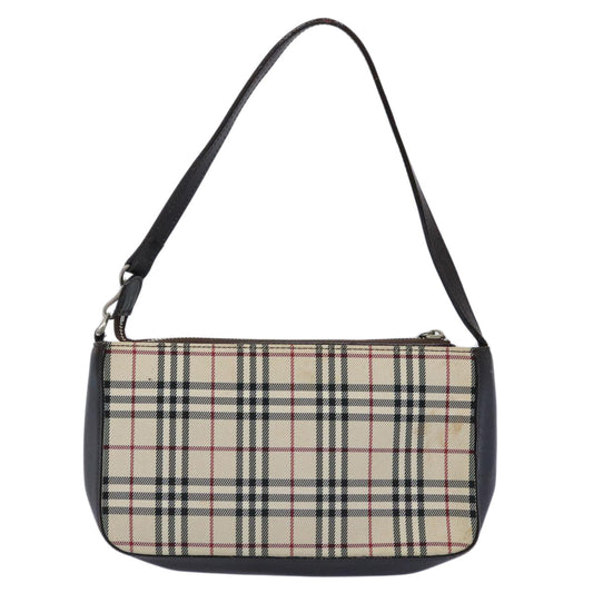 Burberry Nova Check Shoulder Bag Nylon Beige Auth ep2705