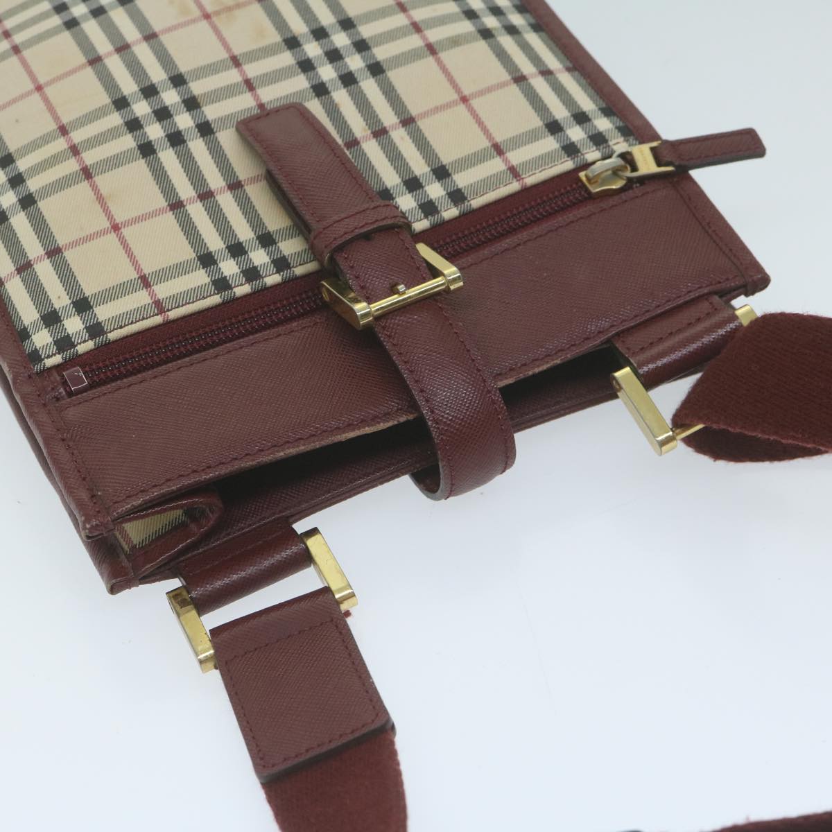 Burberry Nova Check Shoulder Bag Canvas Beige Auth ep3200