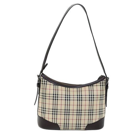 Burberry Nova Check Shoulder Bag Canvas Beige Auth ep4248