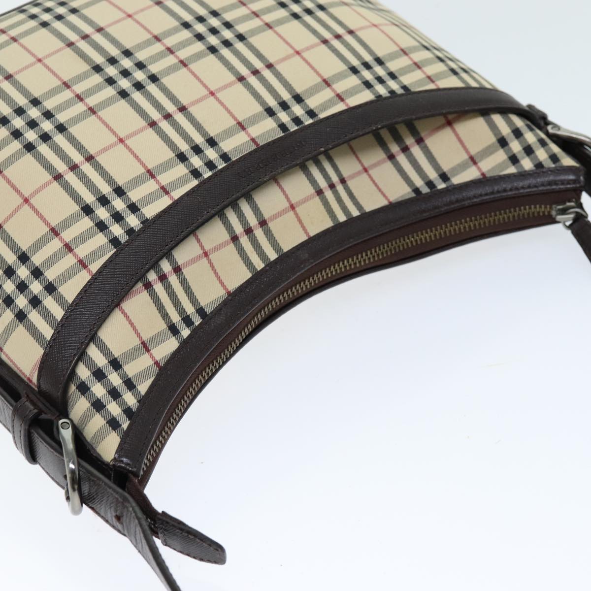Burberry Nova Check Shoulder Bag Canvas Beige Auth ep4248