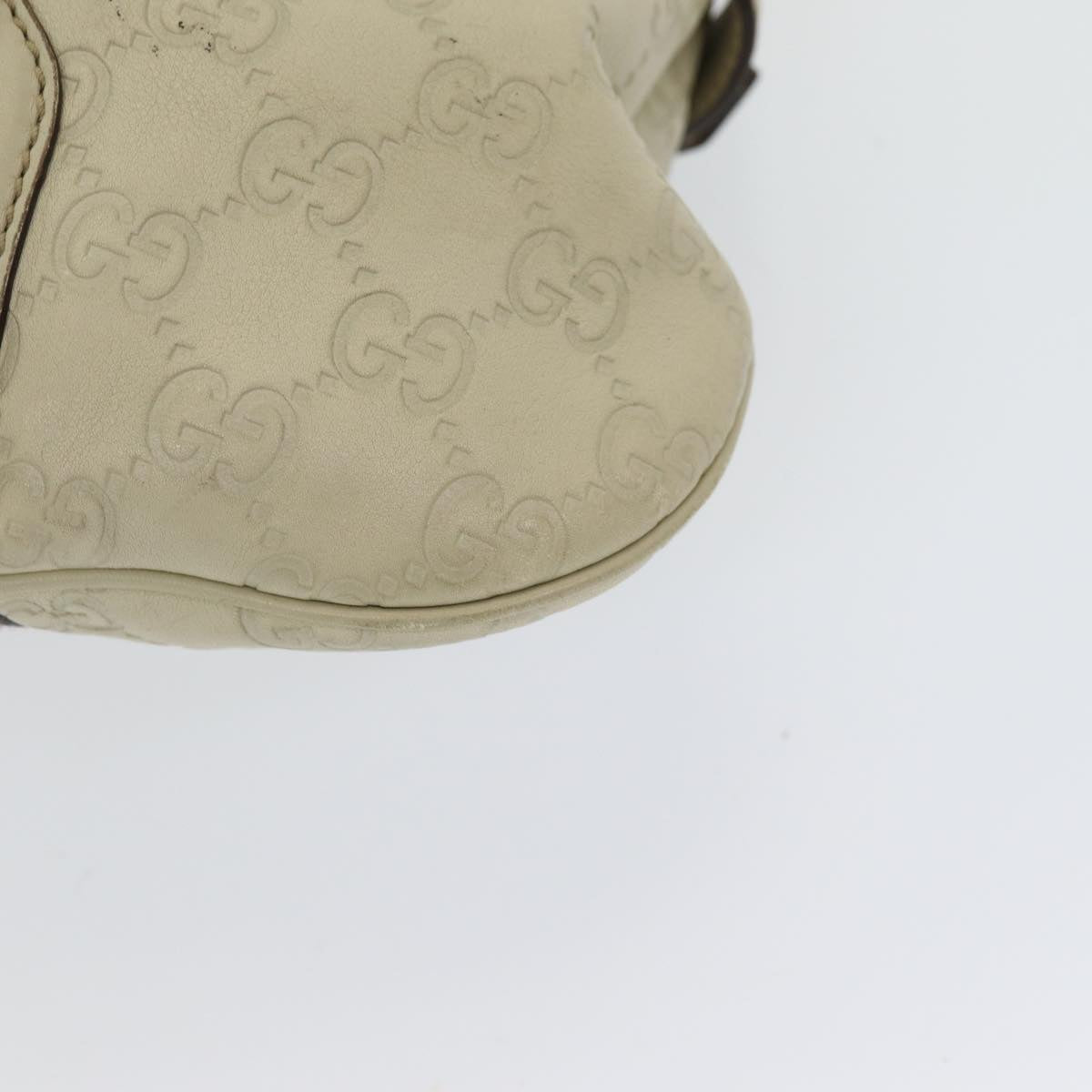 GUCCI ssima GG Shoulder Bag Leather Beige Auth ep5109