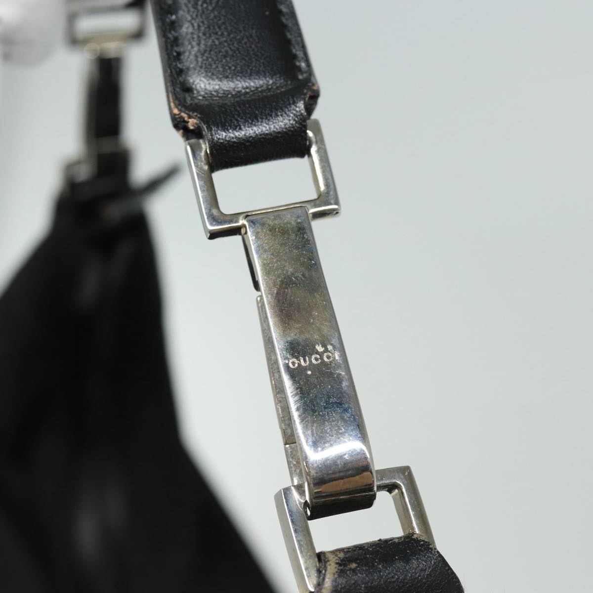 GUCCI Shoulder Bag Nylon Black Silver 001 1956 Auth ep5116