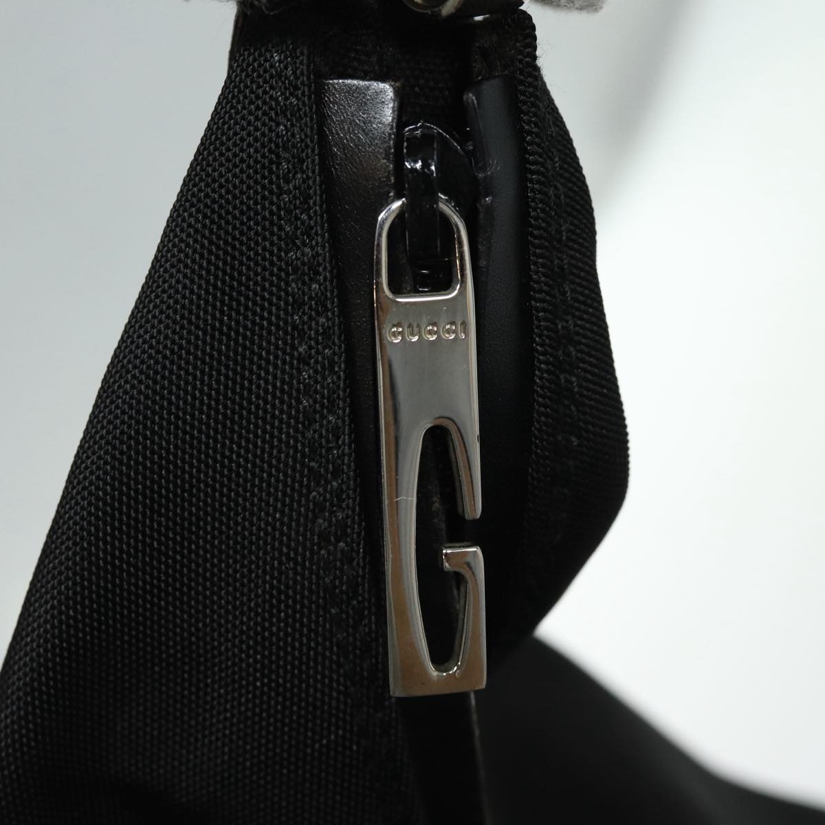 GUCCI Shoulder Bag Nylon Black Silver 001 1956 Auth ep5116