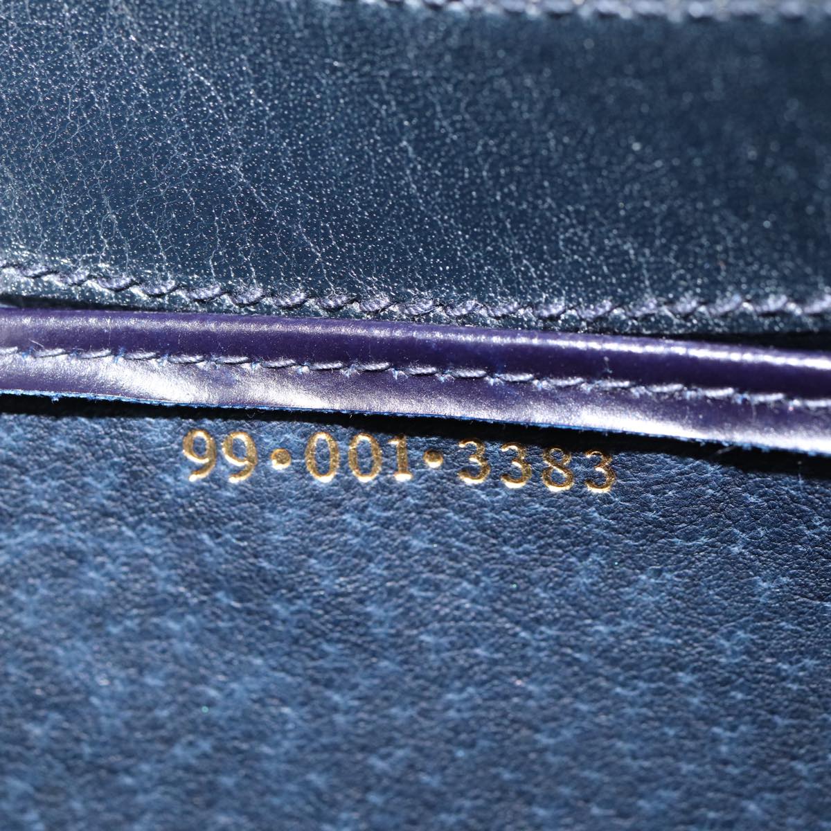 GUCCI Shoulder Bag Leather Navy Gold Auth ep5367