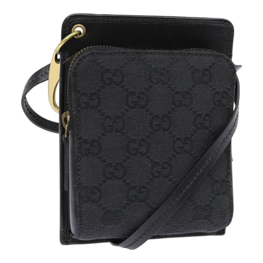 GUCCI GG Canvas Shoulder Bag Black Gold 106693 Auth ep5394