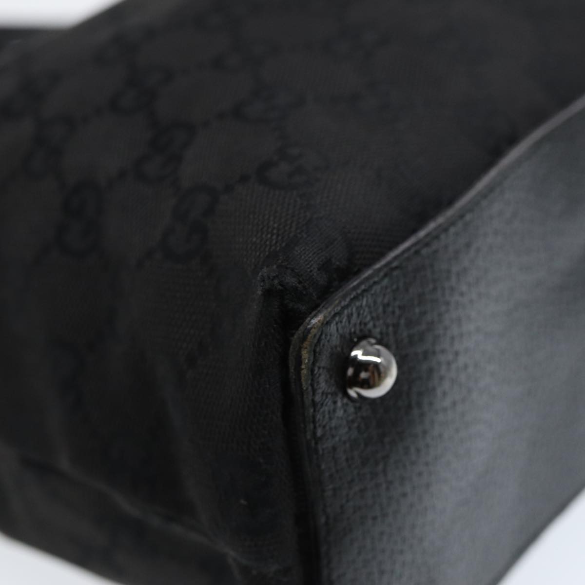 GUCCI GG Canvas Tote Bag Black Silver 120837 Auth ep5509