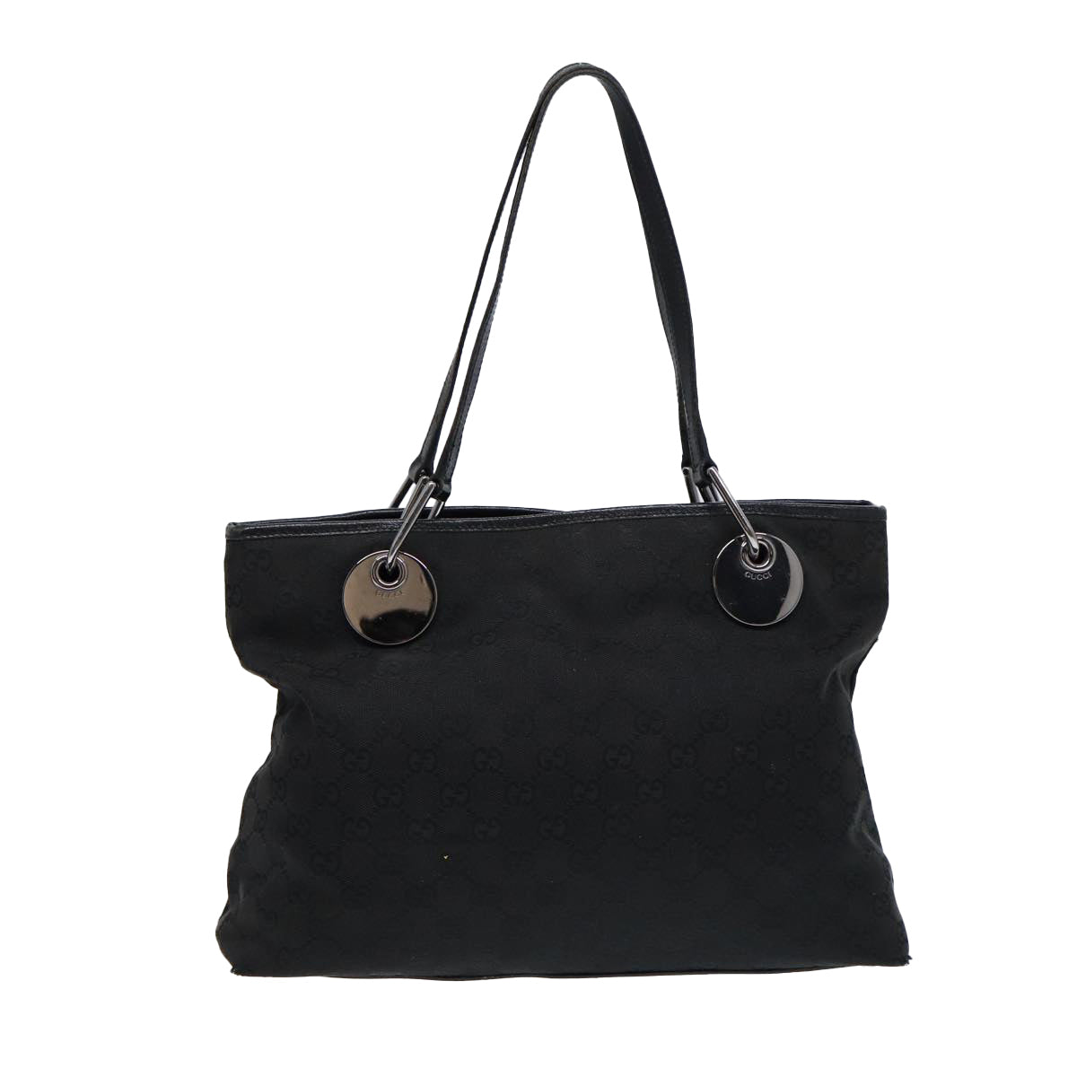GUCCI GG Canvas Tote Bag Black Silver 120837 Auth ep5509