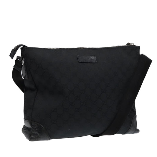 GUCCI GG Canvas Shoulder Bag Black Silver 110054 Auth ep5541