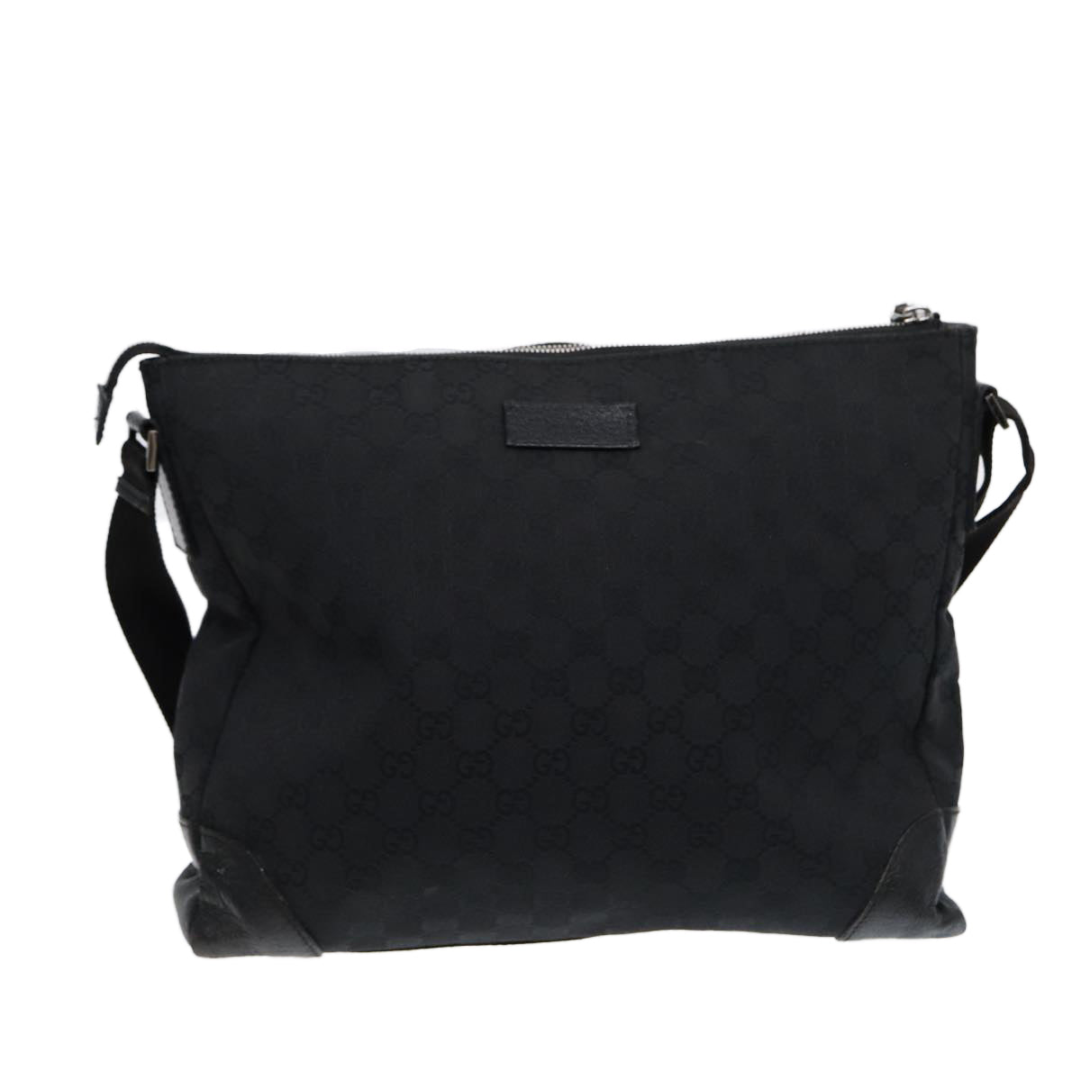 GUCCI GG Canvas Shoulder Bag Black Silver 110054 Auth ep5541