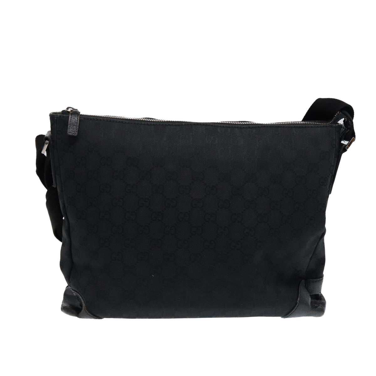 GUCCI GG Canvas Shoulder Bag Black Silver 110054 Auth ep5541