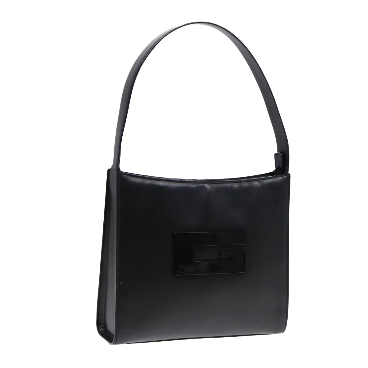 GUCCI Shoulder Bag Leather Black Silver Auth ep5573